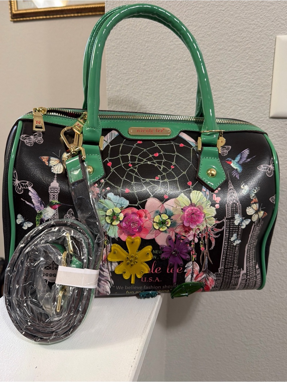 NWT  NICOLE LEE  USA Satchel Handbag Multicolor “Tonight For You “
